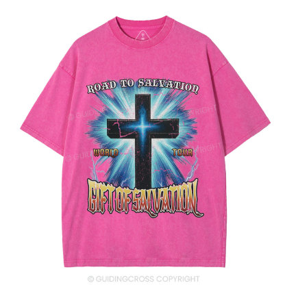 Road To Salvation Christian Washed T-Shirt