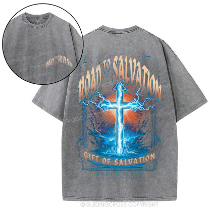 Road To Salvation Christian Washed T-Shirt