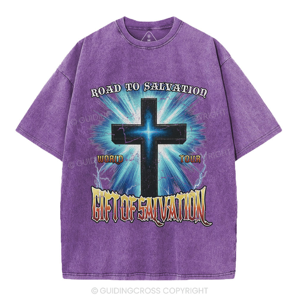Road To Salvation Christian Washed T-Shirt