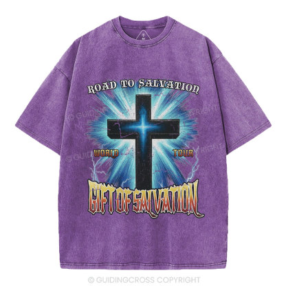 Road To Salvation Christian Washed T-Shirt