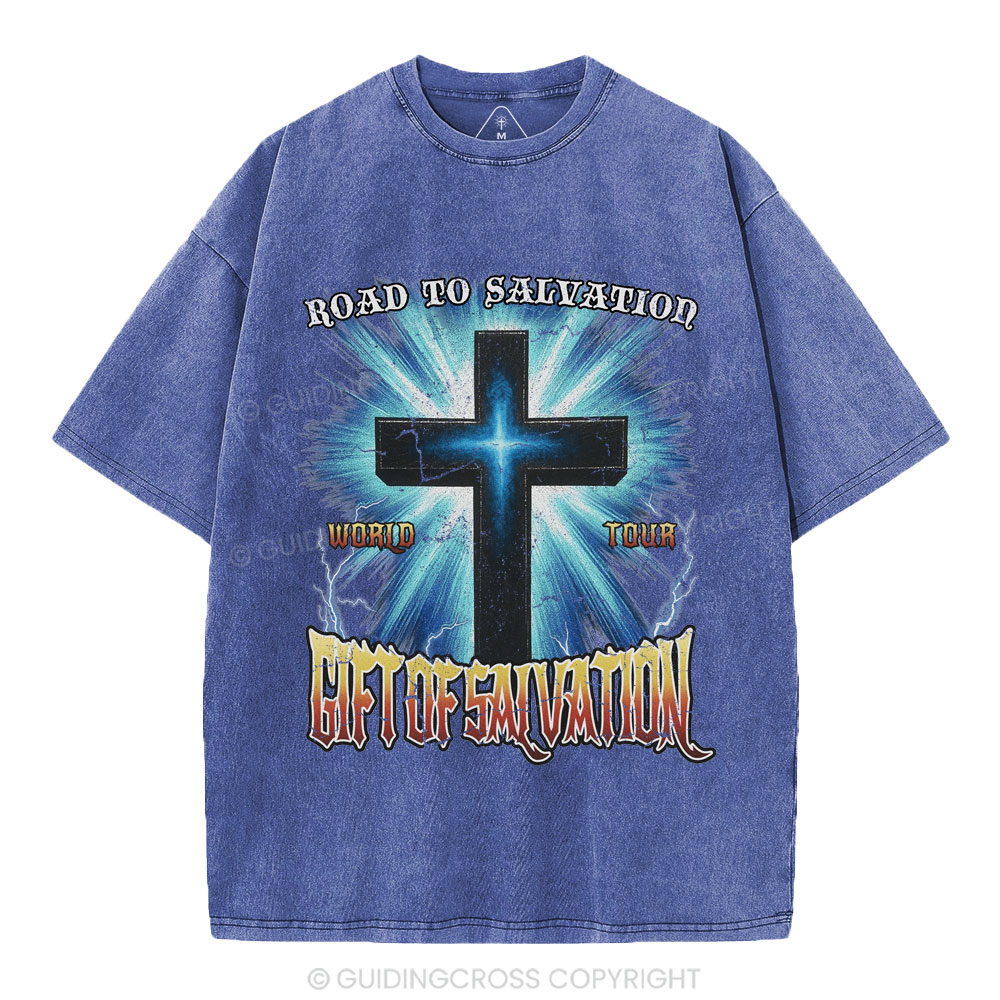 Road To Salvation Christian Washed T-Shirt