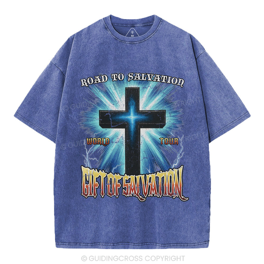 Road To Salvation Christian Washed T-Shirt
