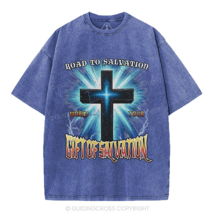 Road To Salvation Christian Washed T-Shirt