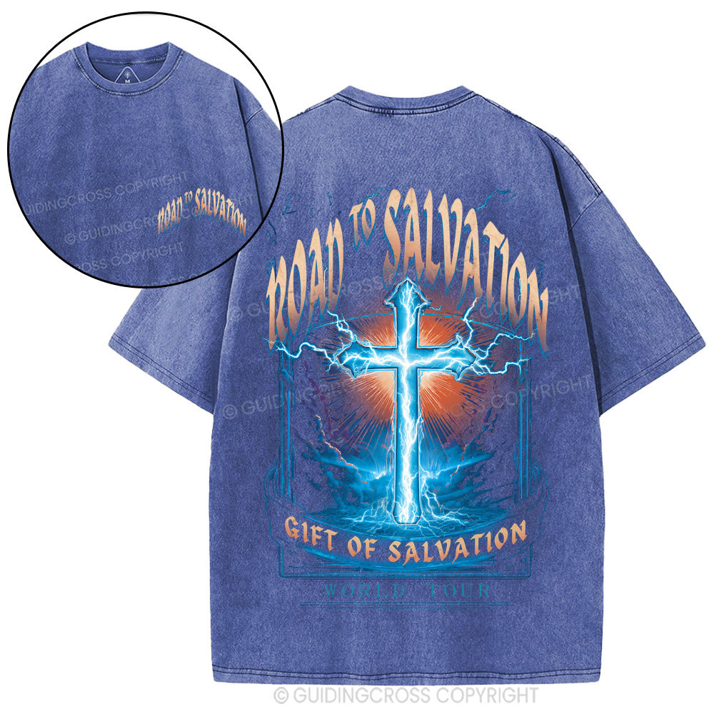 Road To Salvation Christian Washed T-Shirt