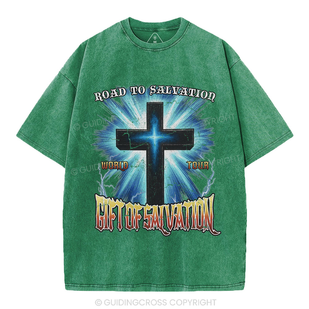 Road To Salvation Christian Washed T-Shirt