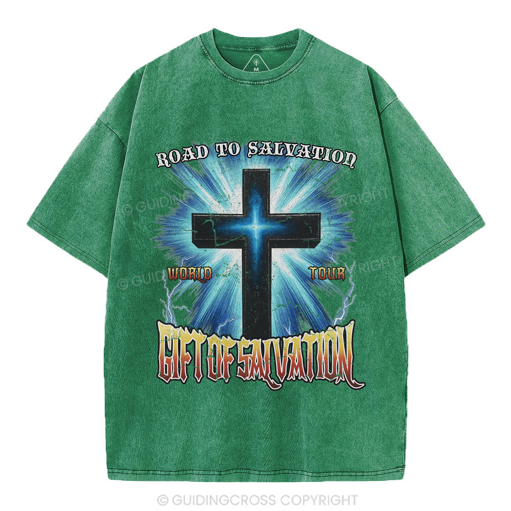 Road To Salvation Christian Washed T-Shirt
