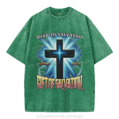 Road To Salvation Christian Washed T-Shirt