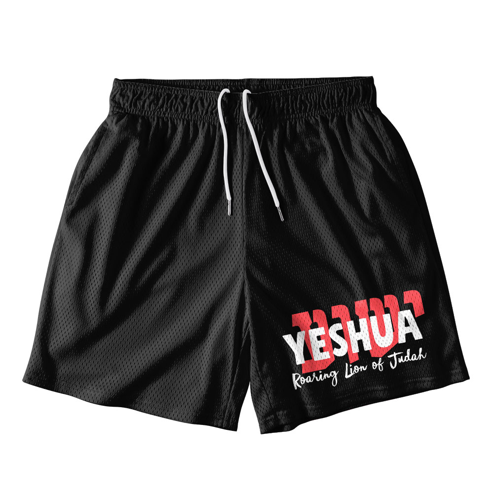 Yeshua Raoring Lion Of Judah Christian Mesh Shorts
