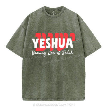 Roaring Lion Of Judah Christian Washed T-Shirt