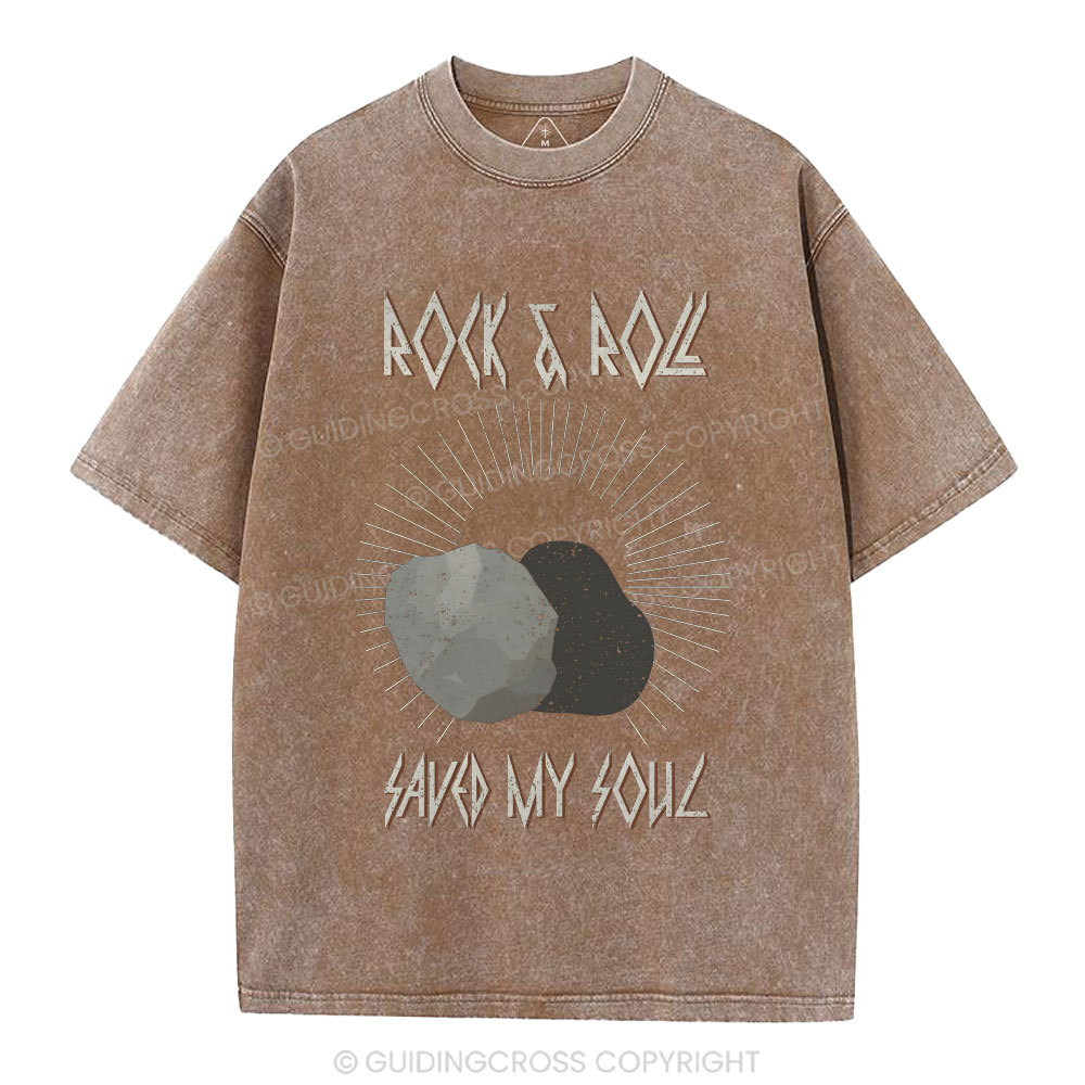 Rock And Roll Saved My Soul Christian Washed T-Shirt