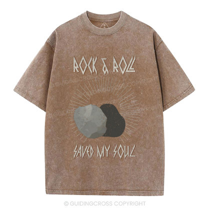 Rock And Roll Saved My Soul Christian Washed T-Shirt