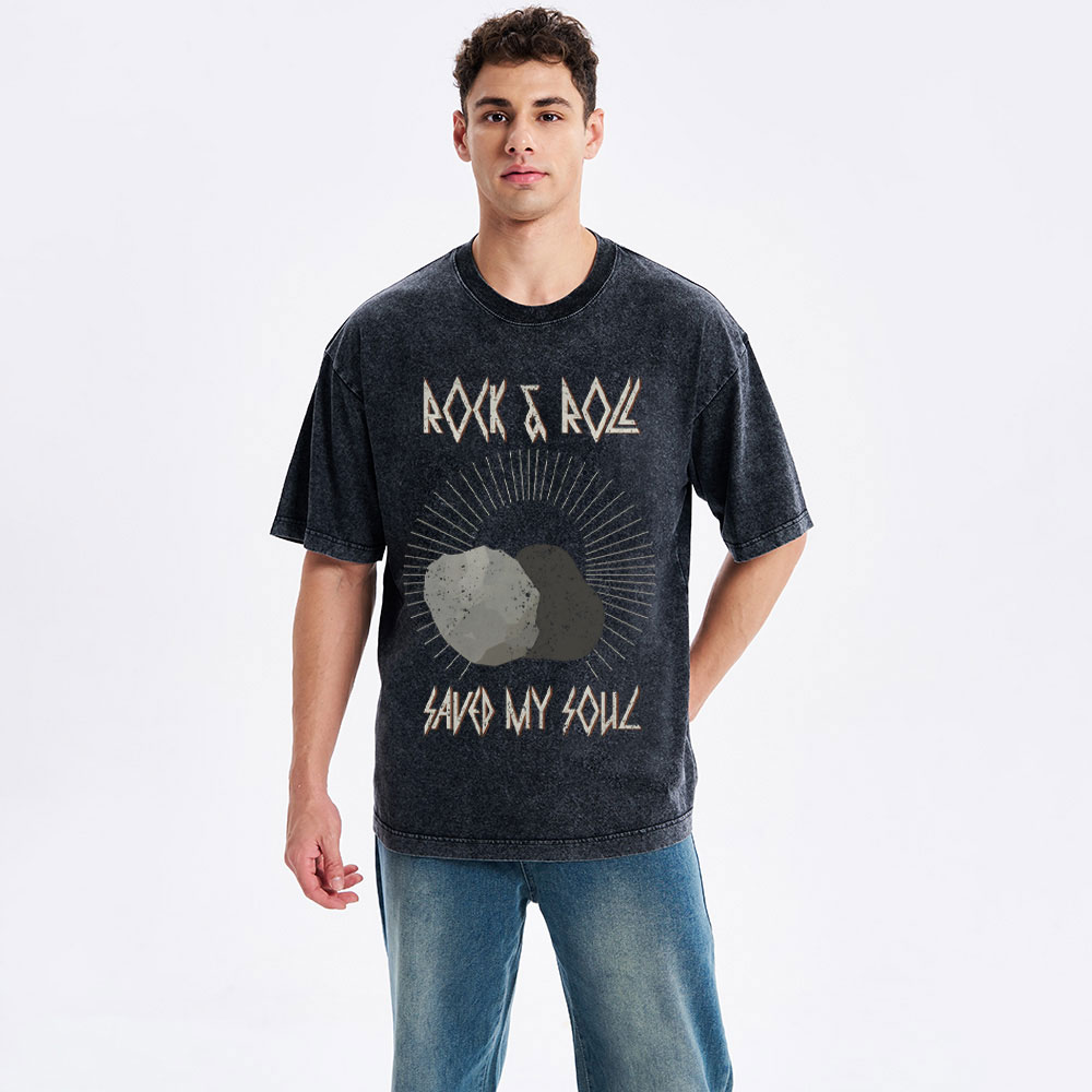 Rock And Roll Saved My Soul Christian Washed T-Shirt