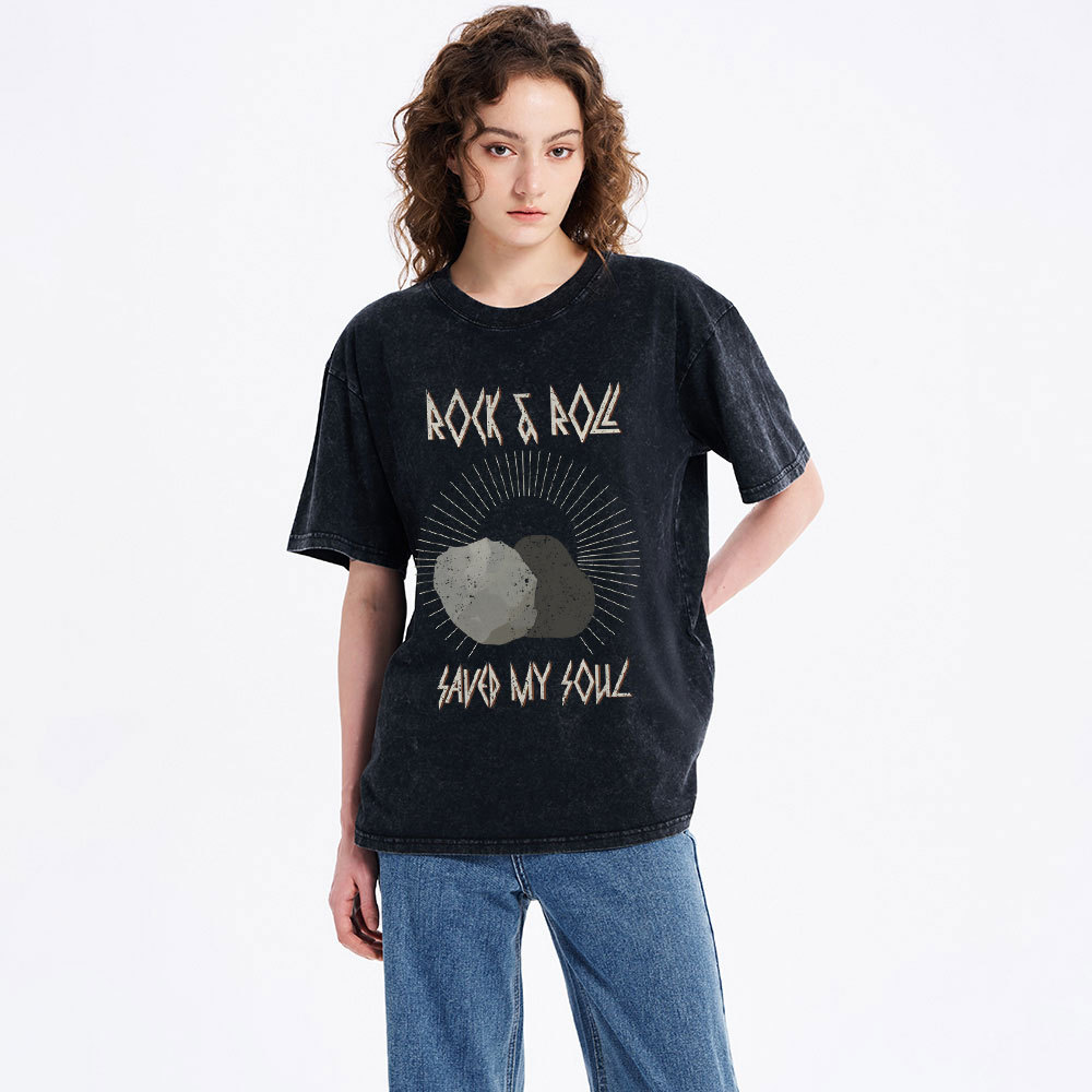 Rock And Roll Saved My Soul Christian Washed T-Shirt