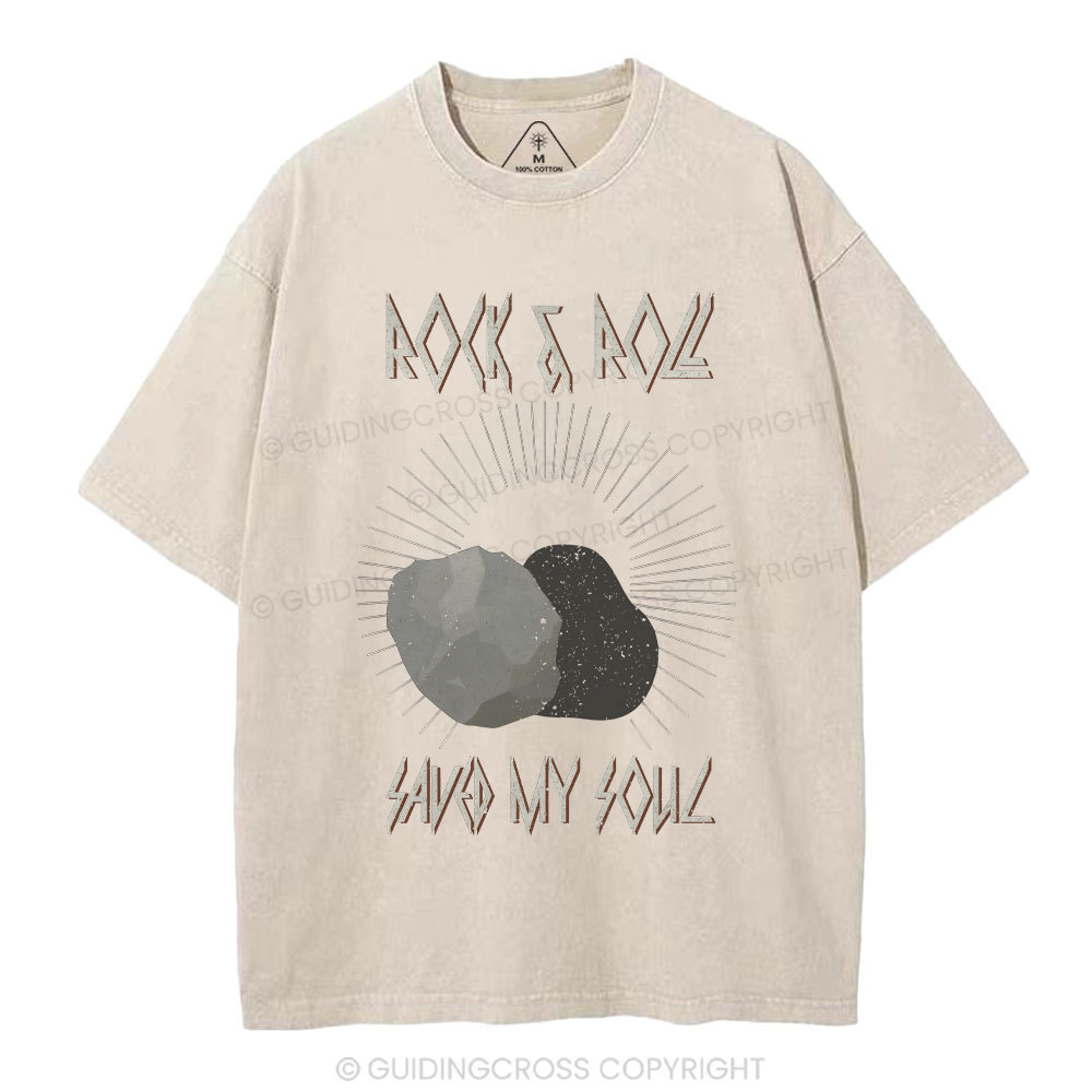 Rock And Roll Saved My Soul Christian Washed T-Shirt