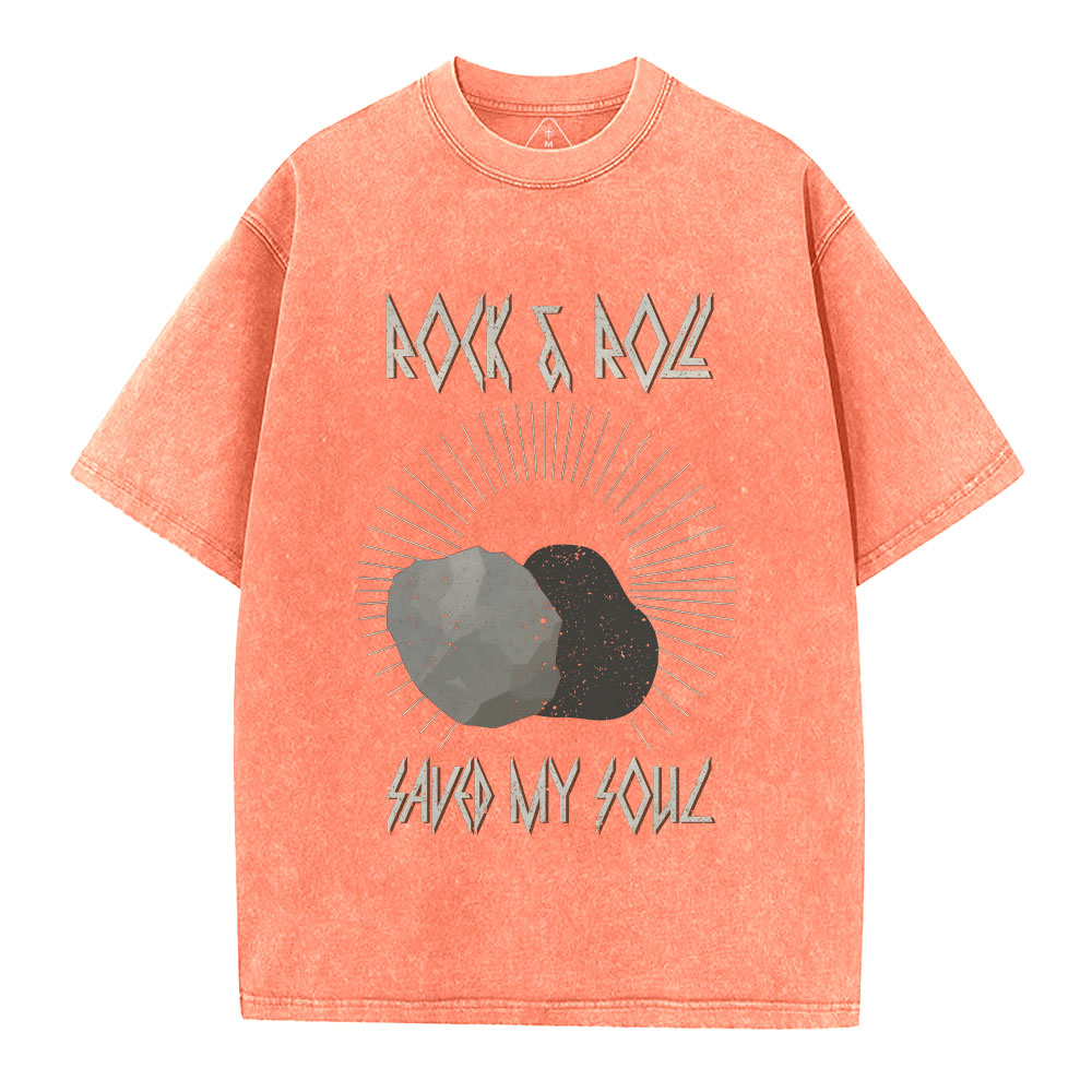 Rock And Roll Saved My Soul Christian Washed T-Shirt