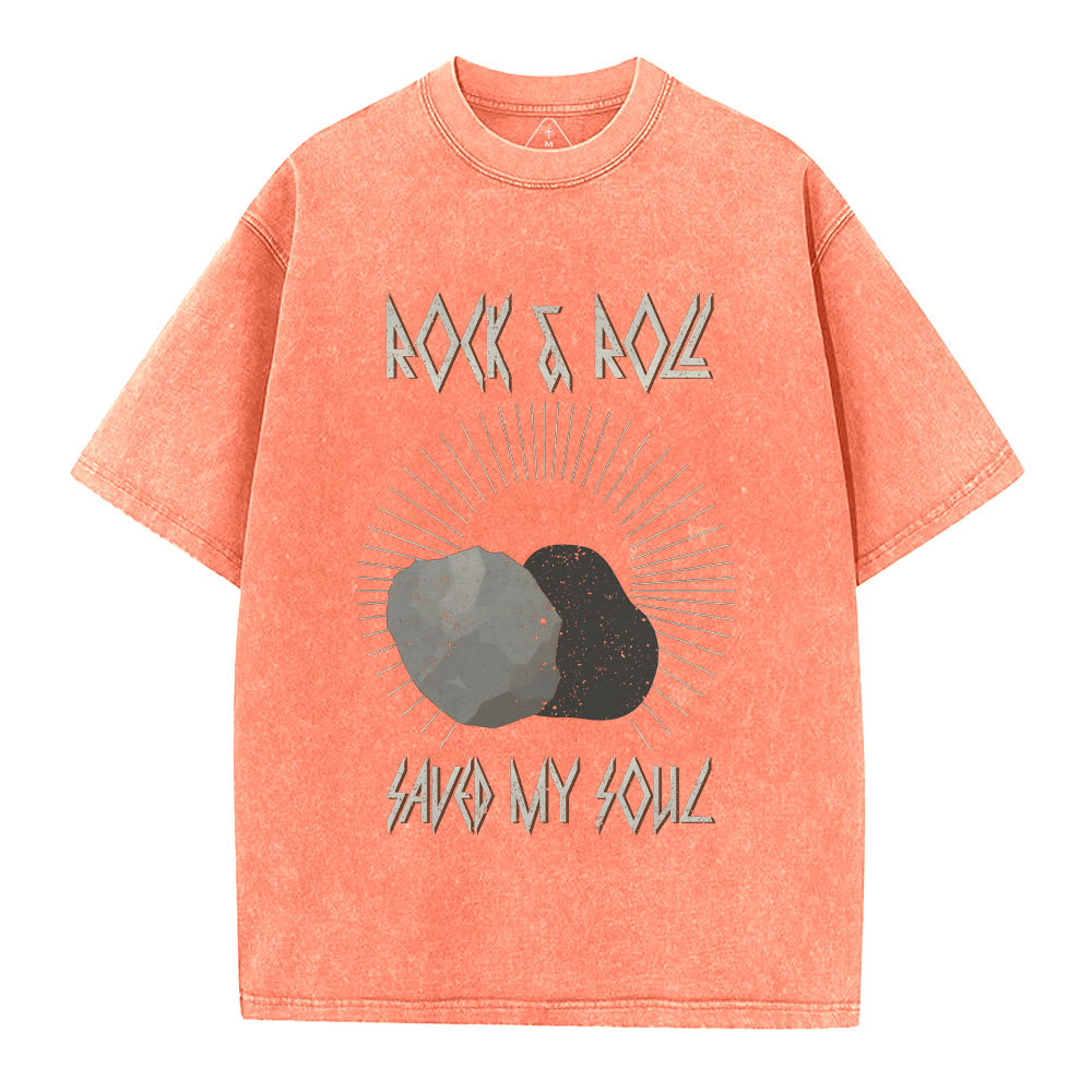 Rock And Roll Saved My Soul Christian Washed T-Shirt