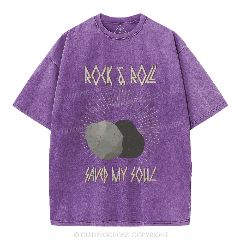 Rock And Roll Saved My Soul Christian Washed T-Shirt