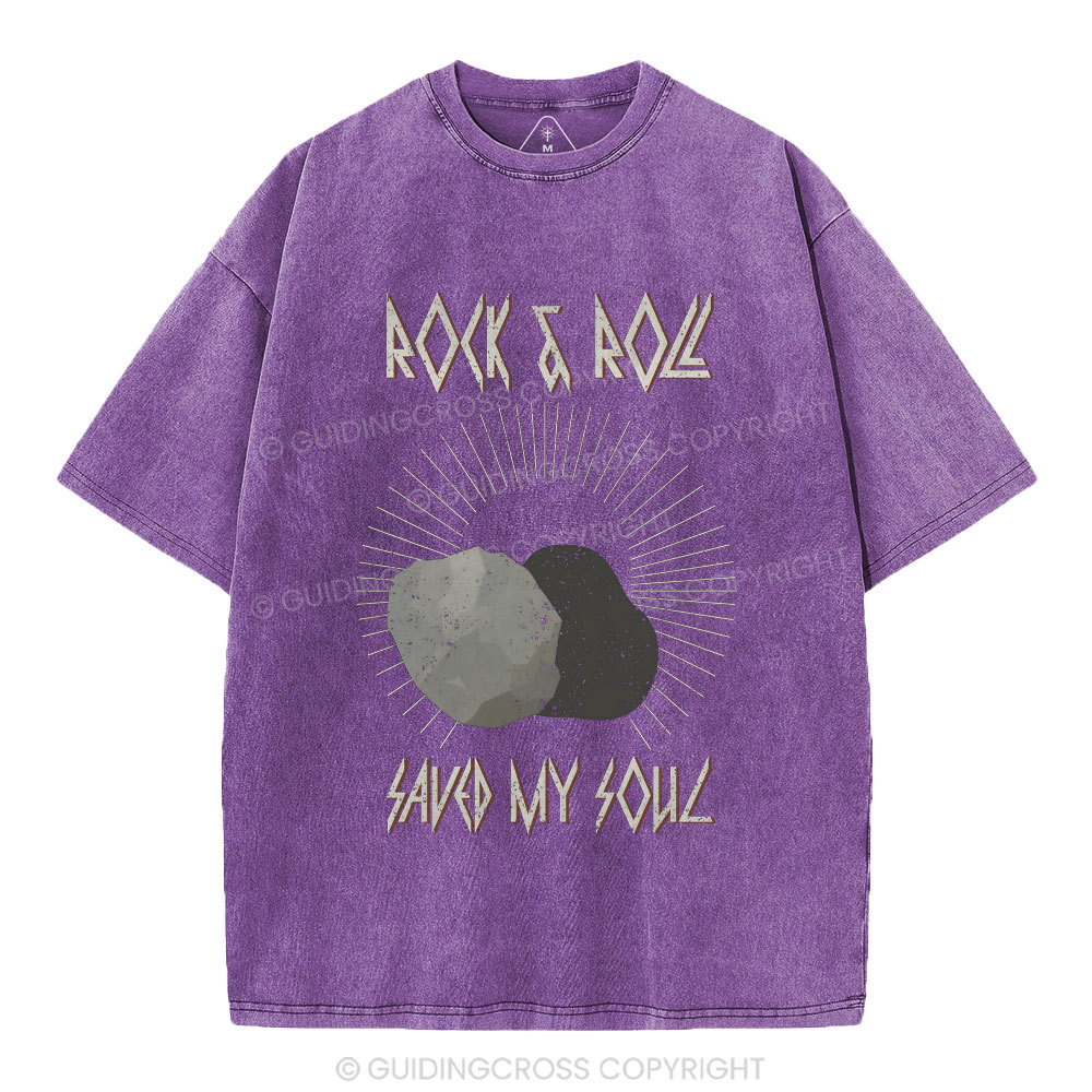 Rock And Roll Saved My Soul Christian Washed T-Shirt