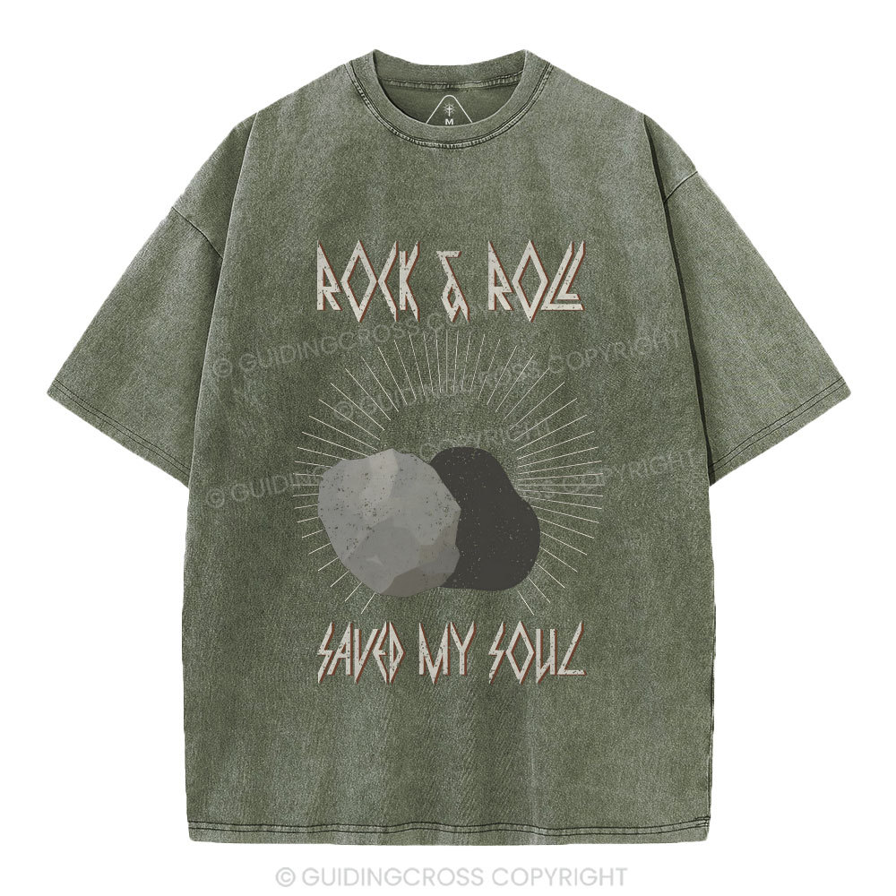 Rock And Roll Saved My Soul Christian Washed T-Shirt