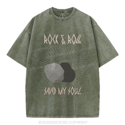 Rock And Roll Saved My Soul Christian Washed T-Shirt