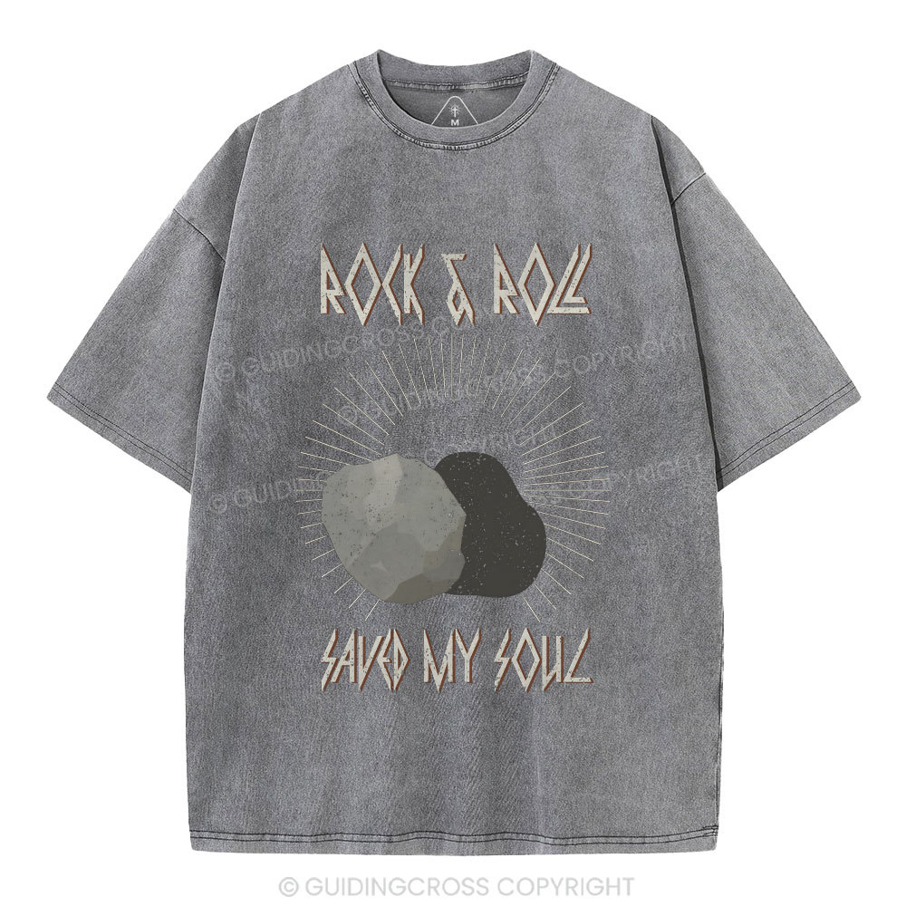 Rock And Roll Saved My Soul Christian Washed T-Shirt