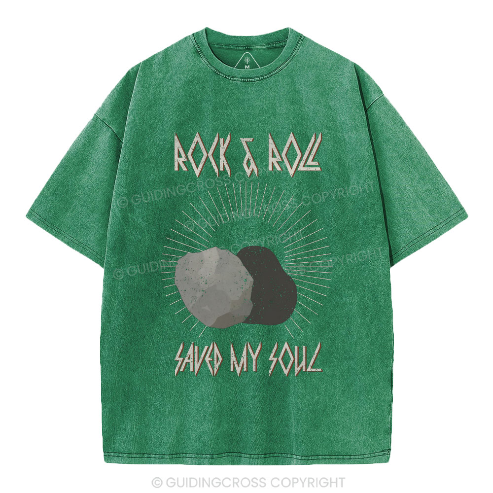Rock And Roll Saved My Soul Christian Washed T-Shirt