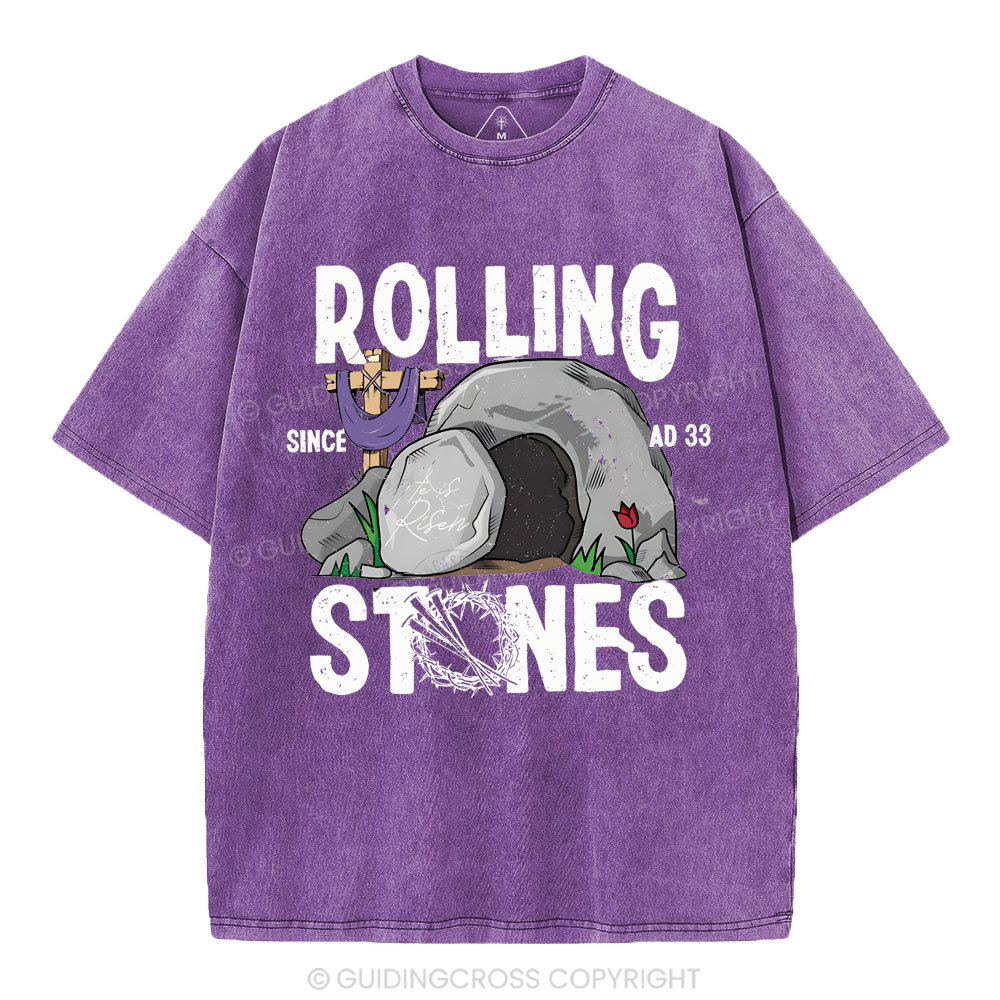 Rolling Stone Cross  Christian Washed T-Shirt