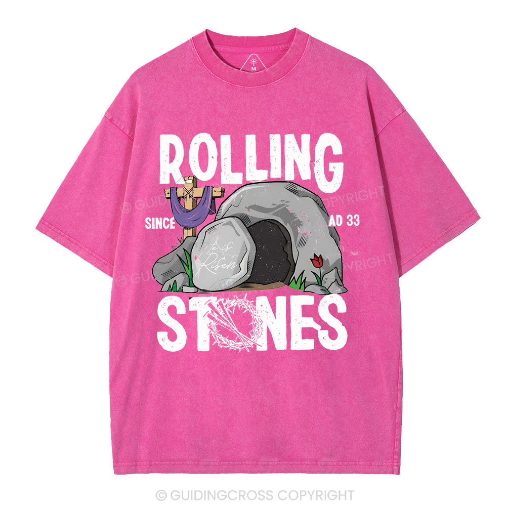 Rolling Stone Cross  Christian Washed T-Shirt