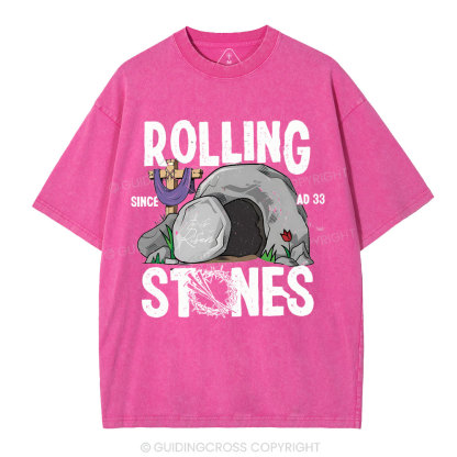 Rolling Stone Cross  Christian Washed T-Shirt