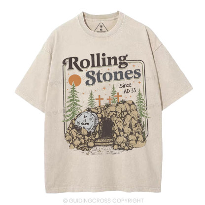 Rolling Stone Since AD 33 Boho  Christian Washed T-Shirt