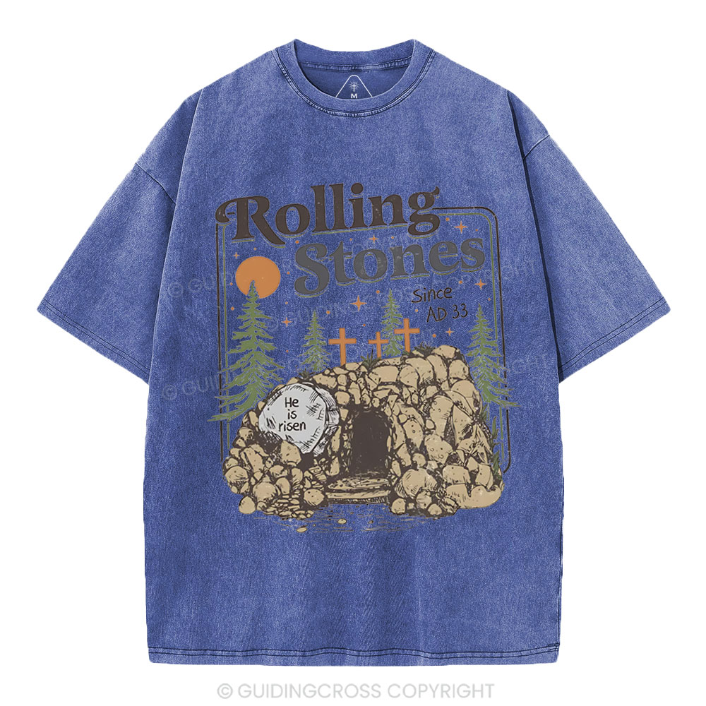 Rolling Stone Since AD 33 Boho  Christian Washed T-Shirt