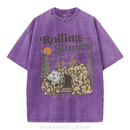 Rolling Stone Since AD 33 Boho  Christian Washed T-Shirt