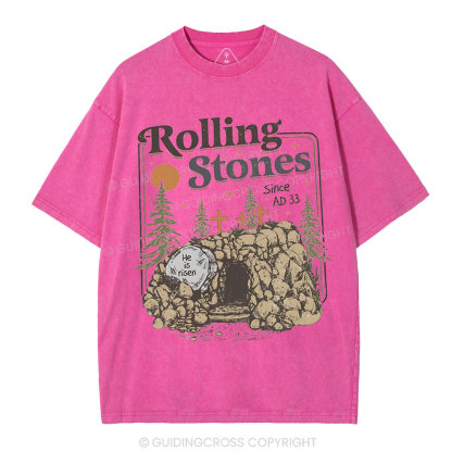 Rolling Stone Since AD 33 Boho  Christian Washed T-Shirt