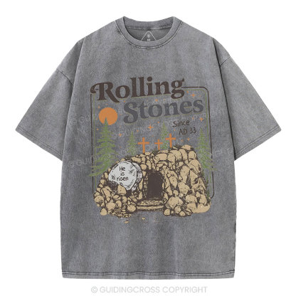 Rolling Stone Since AD 33 Boho  Christian Washed T-Shirt