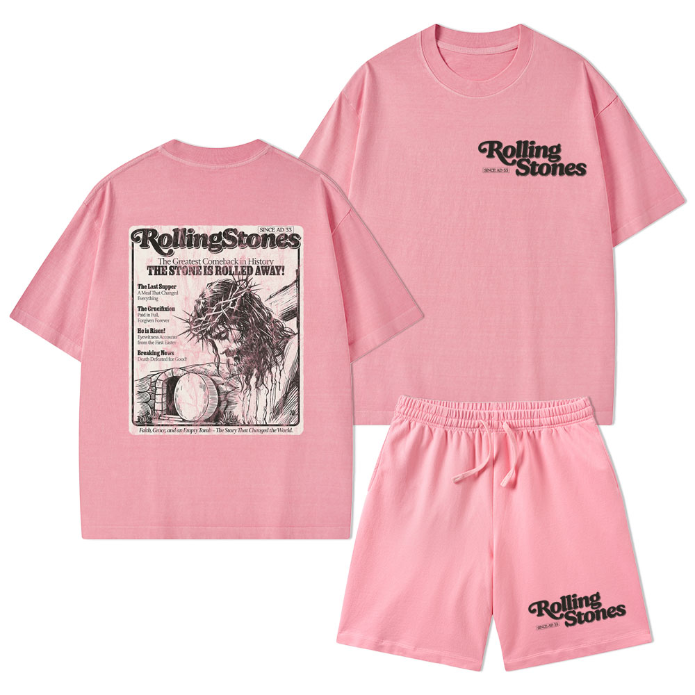 Rolling Stones Resurrection Christian Washed T-Shirt & Shorts