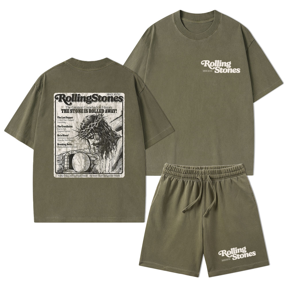 Rolling Stones Resurrection Christian Washed T-Shirt & Shorts