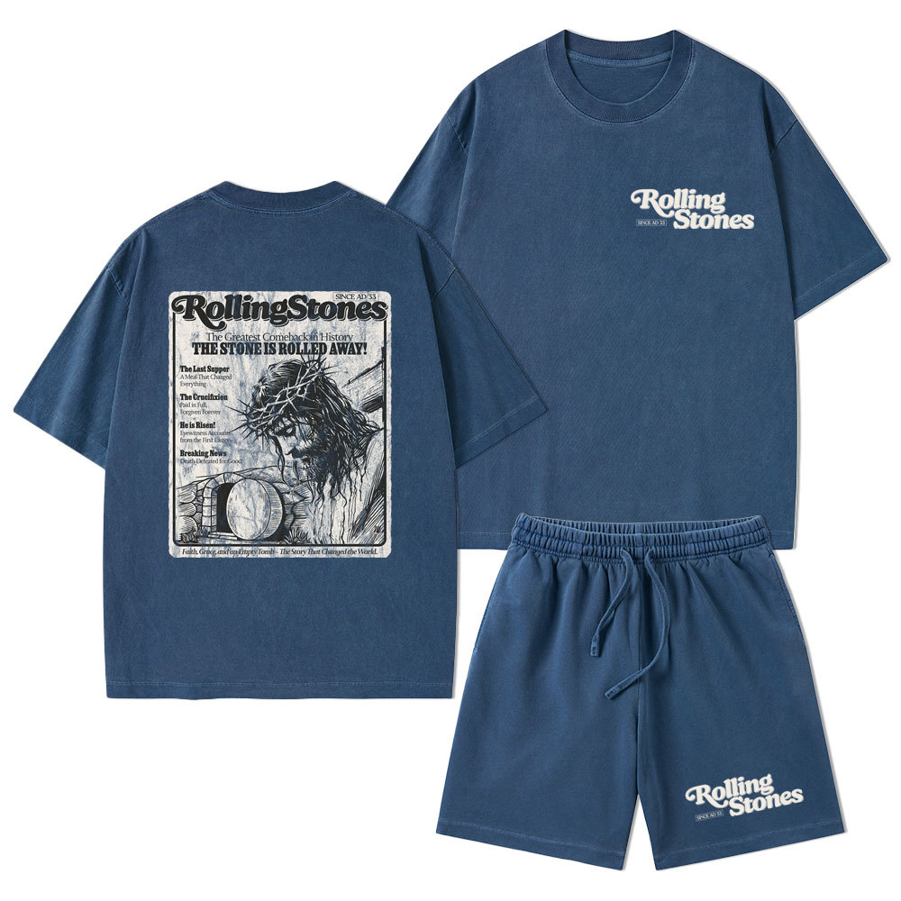 Rolling Stones Resurrection Christian Washed T-Shirt & Shorts