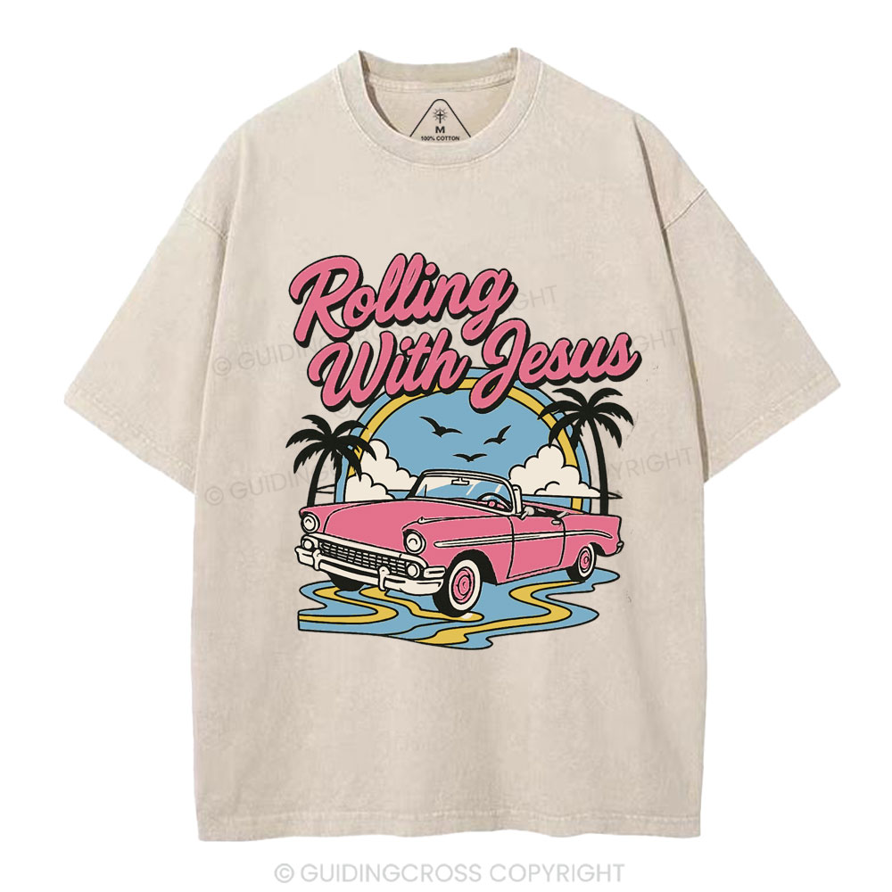 Rolling With Jesus Christian Washed T-Shirt