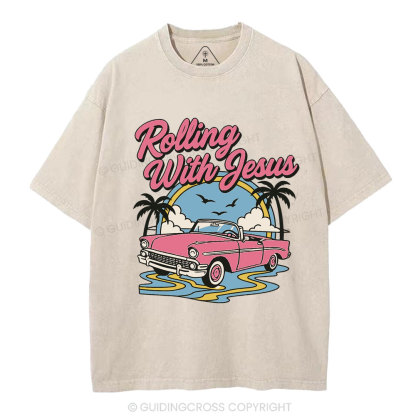 Rolling With Jesus Christian Washed T-Shirt