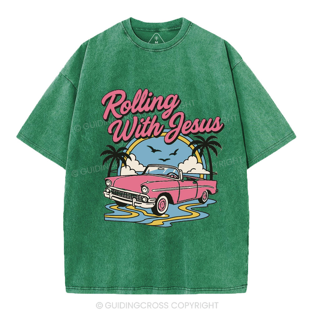 Rolling With Jesus Christian Washed T-Shirt