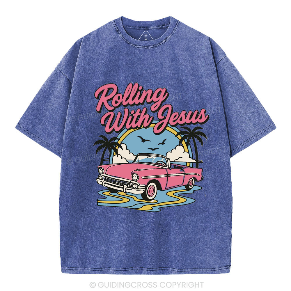 Rolling With Jesus Christian Washed T-Shirt