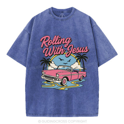 Rolling With Jesus Christian Washed T-Shirt