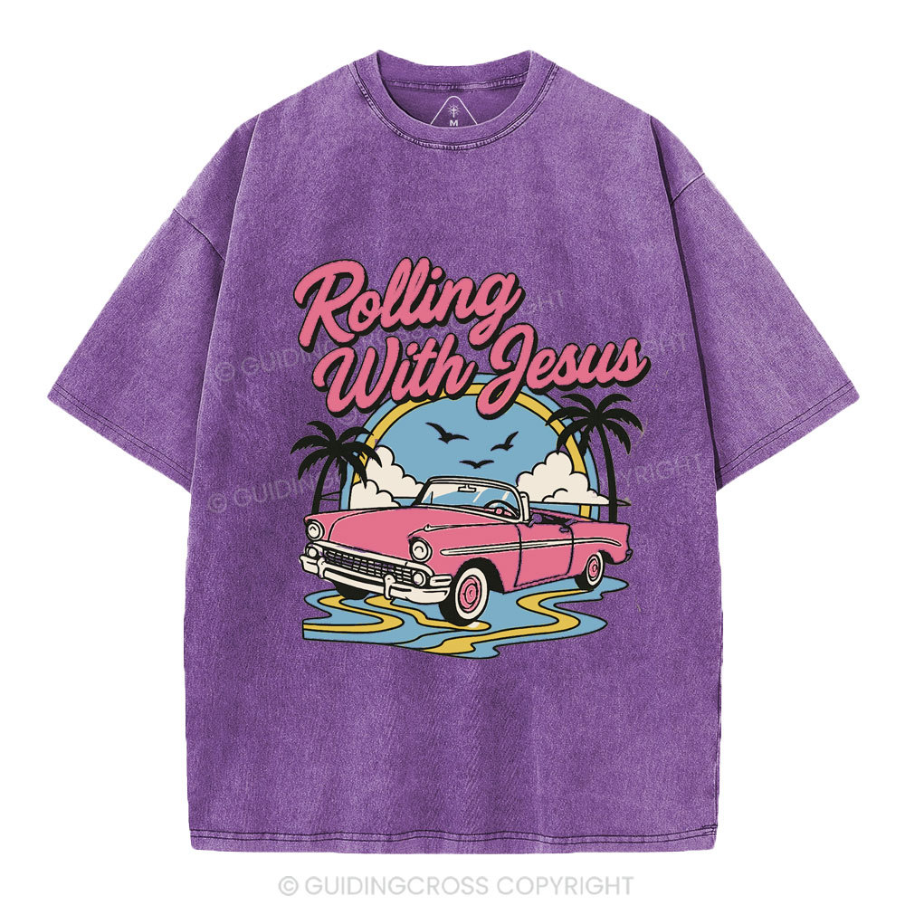 Rolling With Jesus Christian Washed T-Shirt