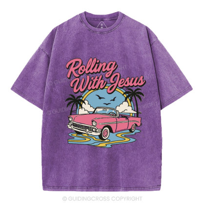 Rolling With Jesus Christian Washed T-Shirt