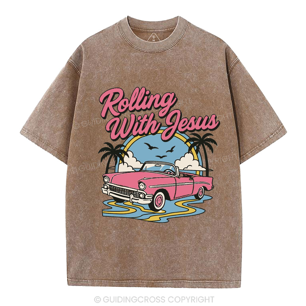 Rolling With Jesus Christian Washed T-Shirt