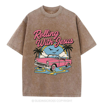 Rolling With Jesus Christian Washed T-Shirt