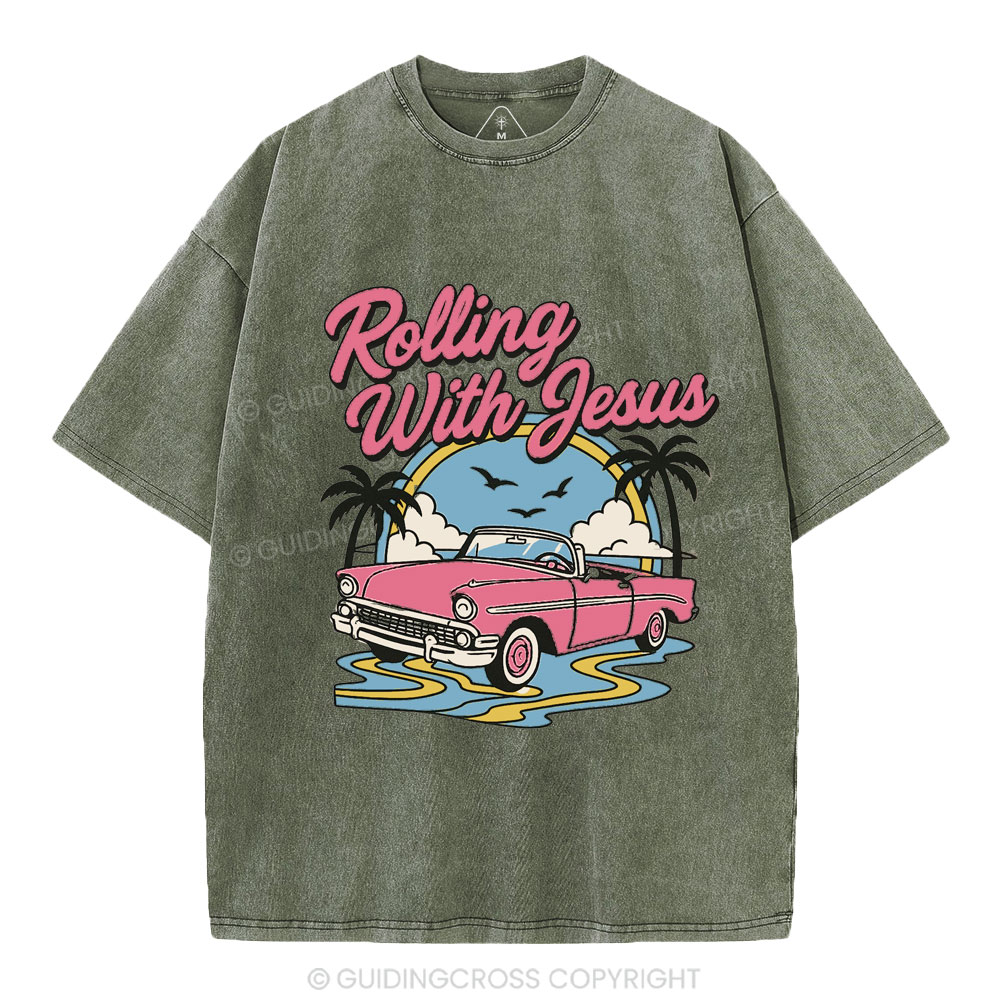 Rolling With Jesus Christian Washed T-Shirt