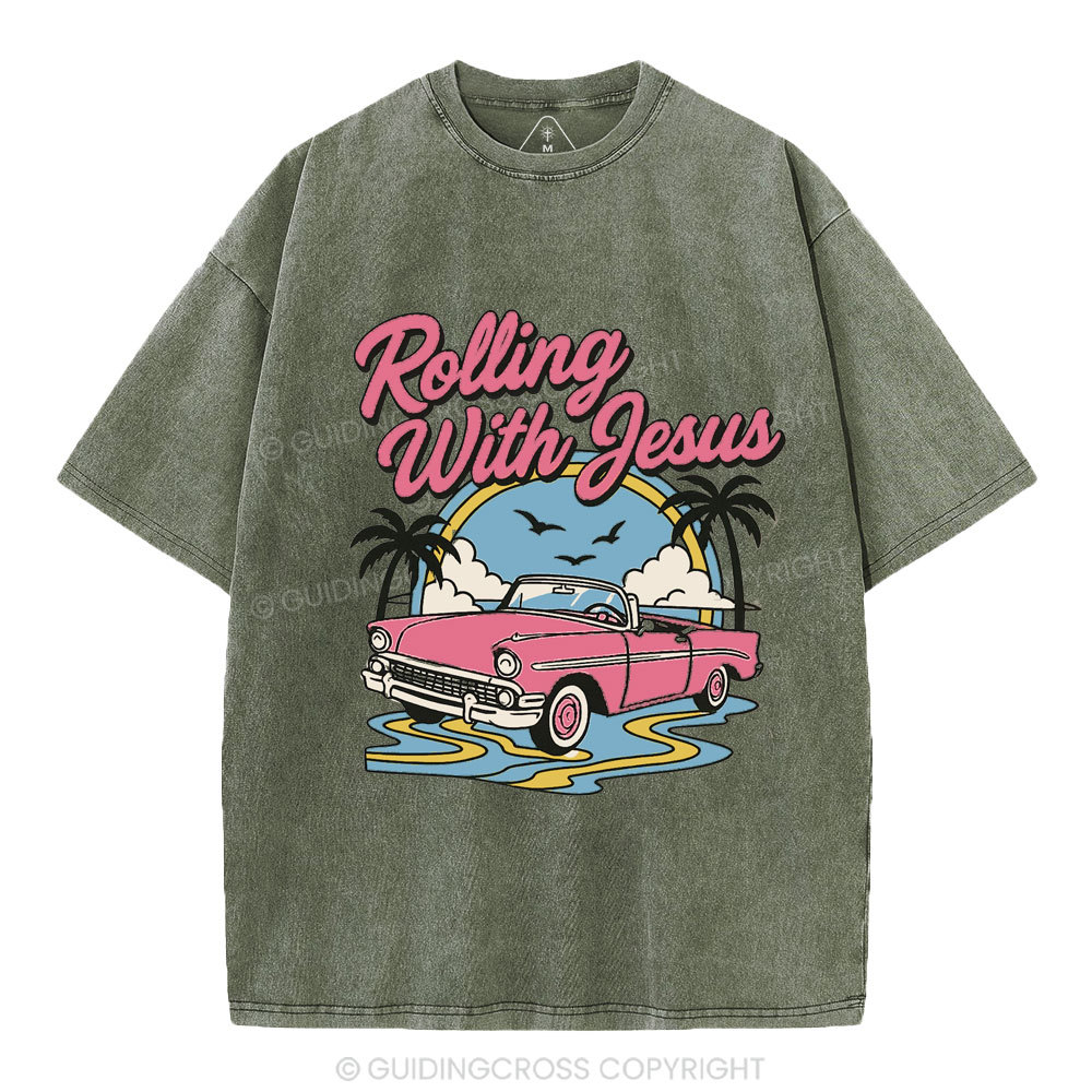 Rolling With Jesus Christian Washed T-Shirt