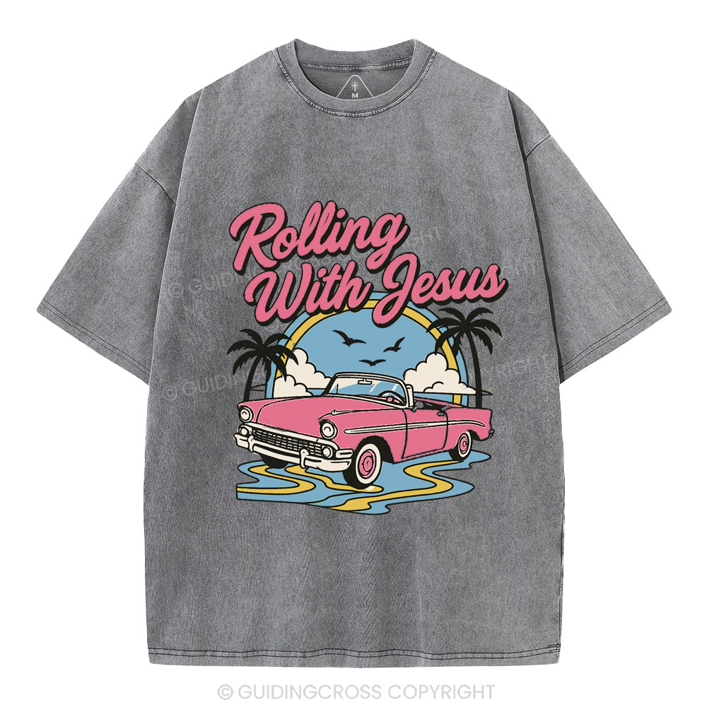 Rolling With Jesus Christian Washed T-Shirt