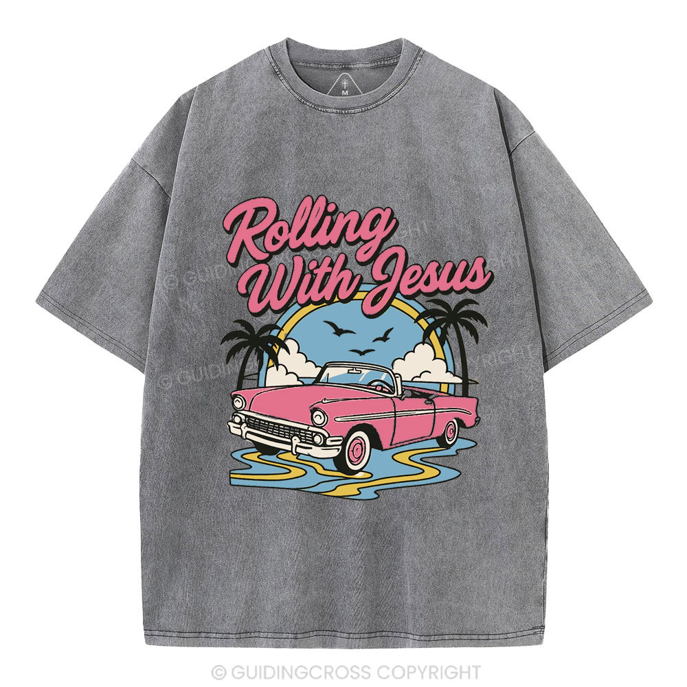 Rolling With Jesus Christian Washed T-Shirt